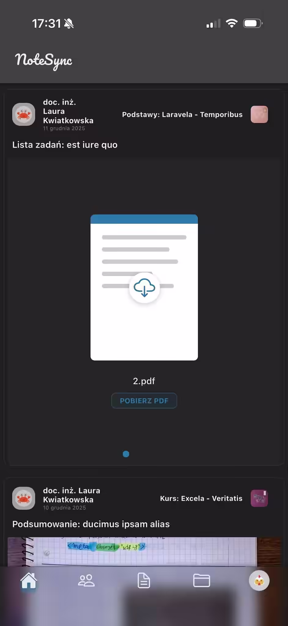 Interfejs NoteSync Pro - Ekran 3